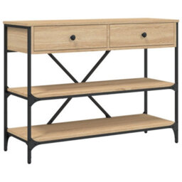 Walplus Console Table With Drawers And Shelves Sonoma Oak Engineered Wood - thumbnail 2
