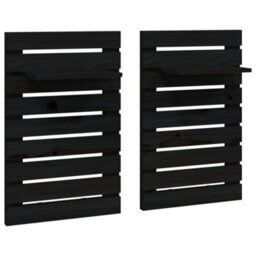 Berkfield Wall-Mounted Bedside Shelves 2 Pcs Black Solid Wood Pine - thumbnail 2