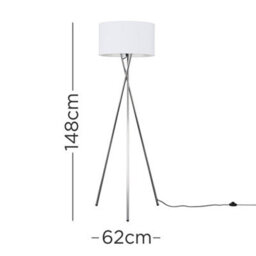 Valuelights Camden Chrome Tripod Floor Lamp With White Drum Shade - thumbnail 5