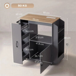 Kitchen Trolley On Wheels, Rolling Kitchen Cart With Power Outlet - thumbnail 2