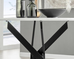 Furniturebox Uk Novara White Gloss Black Leg Round Dining Table & 4 Cream Halle Chairs - thumbnail 6