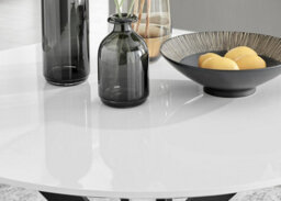 Furniturebox Uk Novara White Gloss Black Leg Round Dining Table & 4 Cream Halle Chairs - thumbnail 5