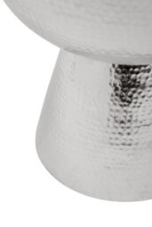 Premier Housewares Interiors By Premier Chrome & Black Stool With Velvet Seat, Hammered Details Makeup Stool, Contemporary Ottoman Footstool - thumbnail 5