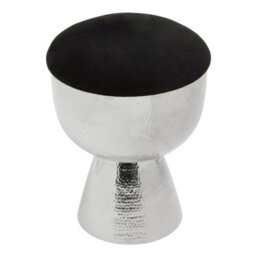 Premier Housewares Interiors By Premier Chrome & Black Stool With Velvet Seat, Hammered Details Makeup Stool, Contemporary Ottoman Footstool - thumbnail 2