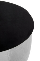 Premier Housewares Interiors By Premier Chrome & Black Stool With Velvet Seat, Hammered Details Makeup Stool, Contemporary Ottoman Footstool - thumbnail 3