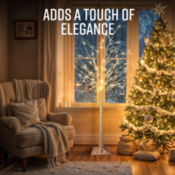 Globrite Pre-Lit Twig Christmas - Tree 6 Ft, White Birch - 128 Warm White Led  Bendable Branches Indoor Outdoor Xmas Decorations - thumbnail 7