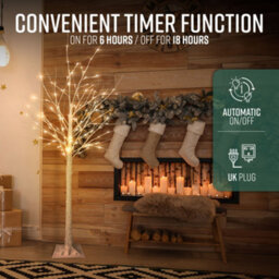Globrite Pre-Lit Twig Christmas - Tree 6 Ft, White Birch - 128 Warm White Led  Bendable Branches Indoor Outdoor Xmas Decorations - thumbnail 8