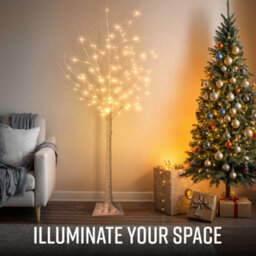 Globrite Pre-Lit Twig Christmas - Tree 6 Ft, White Birch - 128 Warm White Led  Bendable Branches Indoor Outdoor Xmas Decorations - thumbnail 6