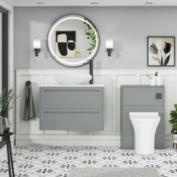 Royal Bathrooms Royal Bathroom Elmore 800mm Matt Pebble Grey Wall Mounted Bathroom Vanity Unit 2 Drawer Plain White Worktop With Nova Basin - thumbnail 5