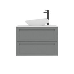 Royal Bathrooms Royal Bathroom Elmore 800mm Matt Pebble Grey Wall Mounted Bathroom Vanity Unit 2 Drawer Plain White Worktop With Nova Basin - thumbnail 7