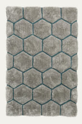 Geometric Grey/blue Modern Shaggy Handmade Easy To Clean Rug For Dining Room Bedroom & Living Room-180Cm X 270Cm - thumbnail 7