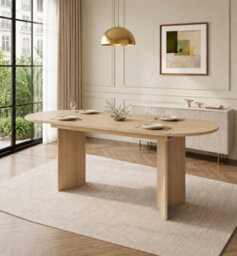 Btm 120 160Cm Oval Extendable Dining Table, Hidden Sliding Extension, Space Saving Kitchen Table For 4 6, Oak - thumbnail 1