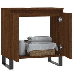 Berkfield Industrial Bathroom Cabinet Brown Oak 58X33X60 Cm Engineered Wood - thumbnail 3