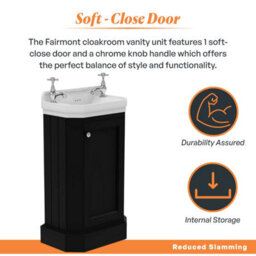 Plum&clay Fairmont Black Traditional Cloakroom Bathroom Vanity Unit With Basin (H)86Cm (W)51Cm - thumbnail 4
