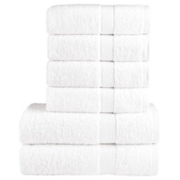 Berkfield 6 Piece Premium Towel Set Solund White 600 Gsm - thumbnail 1