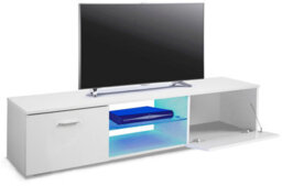 "Mda Designs Auriga White Tv Cabinet For Flat Tv Screens Of Up To 65"" Entertainment Unit With Built-In Blue Led Lights" - thumbnail 2