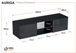 "Mda Designs Auriga White Tv Cabinet For Flat Tv Screens Of Up To 65"" Entertainment Unit With Built-In Blue Led Lights" - thumbnail 8
