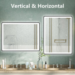 AVER-GROWTH Illuminated Bathroom Mirror With Led Lights 3 Colour Black Frame Anti-Fog Dimmable Touch/wall Switch Vertical/horizontal 800X600mm - thumbnail 7