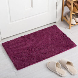 Extra Large Dark Purple Chenille Bath Mat Rug 50X80Cm, Ultra-Soft, Super Absorbent & Non-Slip For Bathroom & Home