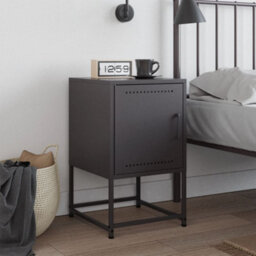 Berkfield Bedside Cabinet Black 36X39X60.5 Cm Steel - thumbnail 3