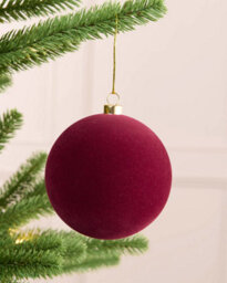 Werchristmas Set Of 9 Velvet Baubles, Burgundy, 10 Cm - thumbnail 5