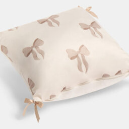 Ohs 2 X Bows Matte Velvet Cushion Covers Home Décor, Cream/natural - thumbnail 2