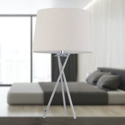 First Choice Lighting Tripod - Chrome Lamp With Natural Linen Shade - thumbnail 8