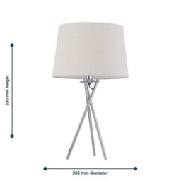 First Choice Lighting Tripod - Chrome Lamp With Natural Linen Shade - thumbnail 9