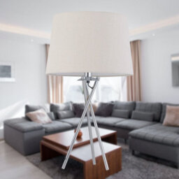 First Choice Lighting Tripod - Chrome Lamp With Natural Linen Shade - thumbnail 7