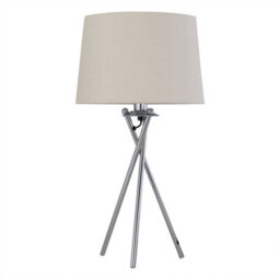 First Choice Lighting Tripod - Chrome Lamp With Natural Linen Shade - thumbnail 2