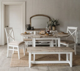 Statement Furniture Florence Round Oval Extendable Kitchen Dining Table In White - thumbnail 1