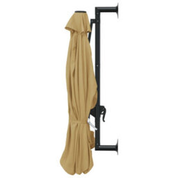 Berkfield Wall-Mounted Parasol With Metal Pole 300 Cm Taupe - thumbnail 5