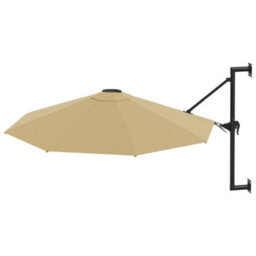 Berkfield Wall-Mounted Parasol With Metal Pole 300 Cm Taupe - thumbnail 2
