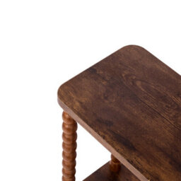 Levede Narrow Side Table 2 Tier Storage Mdf End Table Rubber Wood Legs Brown - thumbnail 4