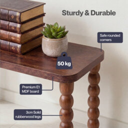 Levede Narrow Side Table 2 Tier Storage Mdf End Table Rubber Wood Legs Brown - thumbnail 6