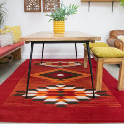 Loomed Red Terracotta Tribal Geometric Living Room Rug 190X280Cm - thumbnail 2