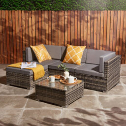 Home Treats Rattan Sofa & Table Set Corner Garden Furniture 4 Seater Adjustable - thumbnail 2