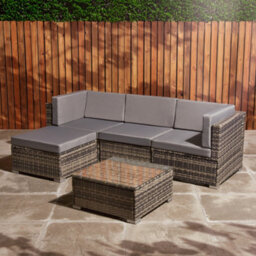 Home Treats Rattan Sofa & Table Set Corner Garden Furniture 4 Seater Adjustable - thumbnail 1