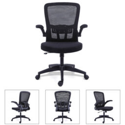 Black Mesh Swivel Office Chair with Flip-up Armrests