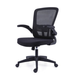 Black Mesh Swivel Office Chair with Flip-up Armrests - thumbnail 2