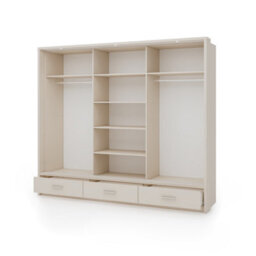 Arte Sand Beige & Oak Barista Arti 250Cm 3-Door Sliding Wardrobe With Mirrored Door, Led Lighting, Shelves And Drawers - thumbnail 4