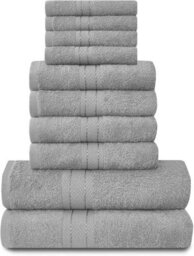 Gaveno Cavailia 10 Piece Toronto Towel Bale Set Silver Premier Super Soft And Quick Obsorbent Bath Towel