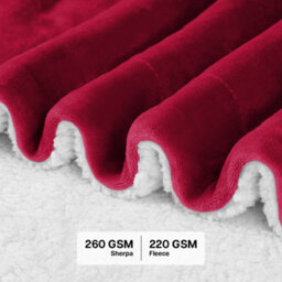 Ameha Sherpa Fleece Throw Blanket Burgundy Soft, Thick & Fluffy Comfort For Sofa, Bed Or Travel, Super King Size 230X270Cm - thumbnail 6
