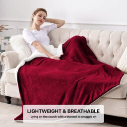 Ameha Sherpa Fleece Throw Blanket Burgundy Soft, Thick & Fluffy Comfort For Sofa, Bed Or Travel, Super King Size 230X270Cm - thumbnail 3