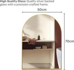 Mood Premium Arch Bathroom Mirror Gold Framed Wall Mounted, Arched Frame Modern & Stylish (70Cm X 50Cm) - thumbnail 2