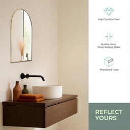 Mood Premium Arch Bathroom Mirror Gold Framed Wall Mounted, Arched Frame Modern & Stylish (70Cm X 50Cm) - thumbnail 3