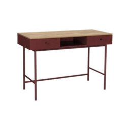 Sweeek - Wood Decor And Iron Desk With 2 Drawers And 1 Compartment Burgundy 120X55X80 Cm - William - thumbnail 2