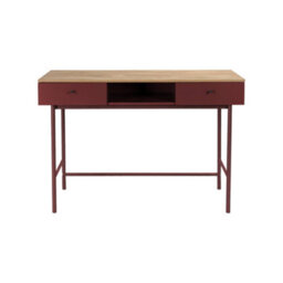 Sweeek - Wood Decor And Iron Desk With 2 Drawers And 1 Compartment Burgundy 120X55X80 Cm - William - thumbnail 6