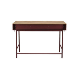 Sweeek - Wood Decor And Iron Desk With 2 Drawers And 1 Compartment Burgundy 120X55X80 Cm - William - thumbnail 4