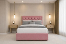 "Nexus Tuscany Plush Divan, Pink, 26"" Headboard, 2 Drawers Same Side, Open Coil Mattress, Double" - thumbnail 3